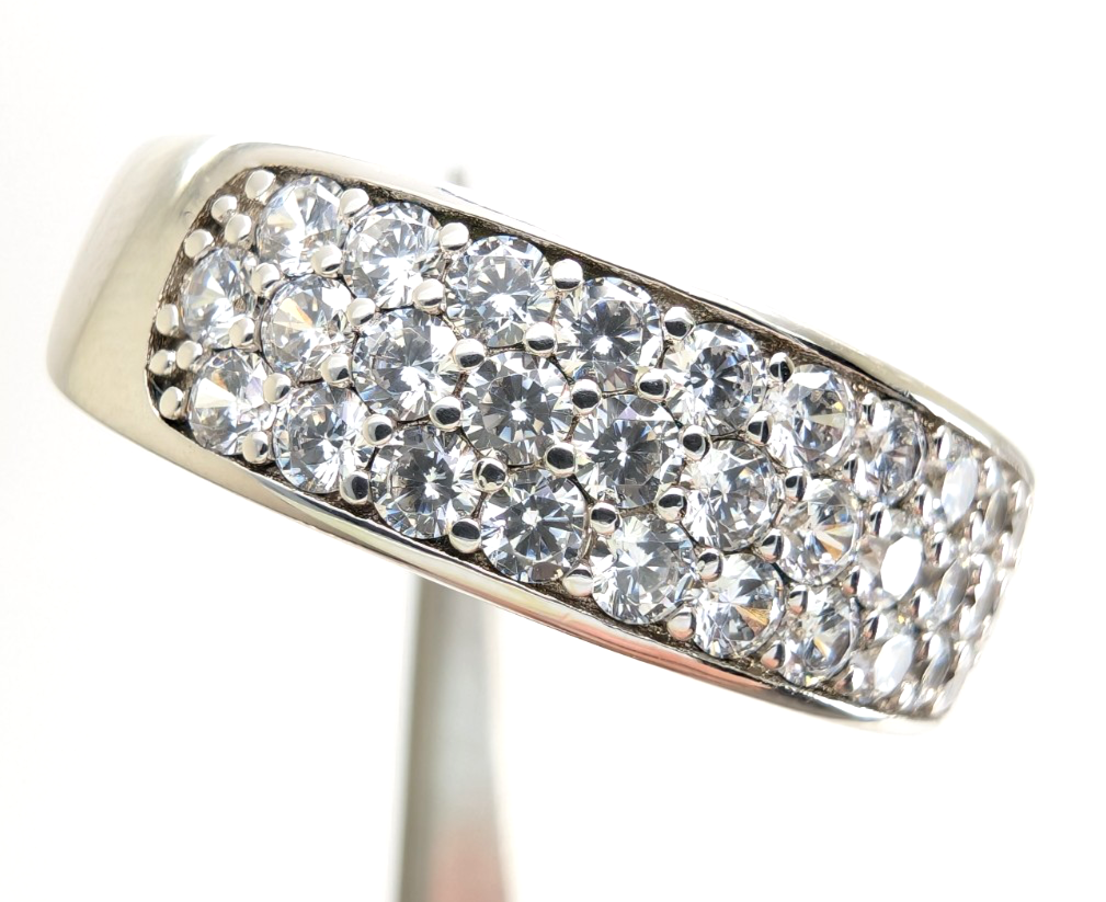Sterling Silver 925 12 Ring Wide Pave band R819- FOX1747 - Image 11