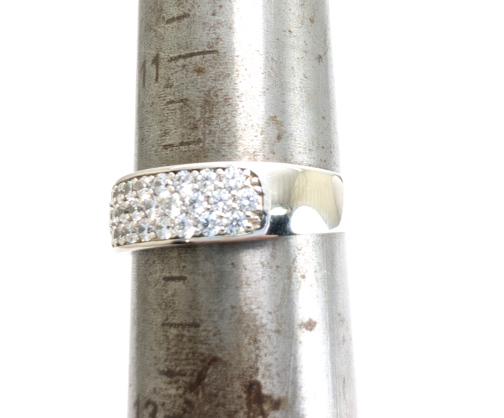 Sterling Silver 925 12 Ring Wide Pave band R819- FOX1747 - Image 12
