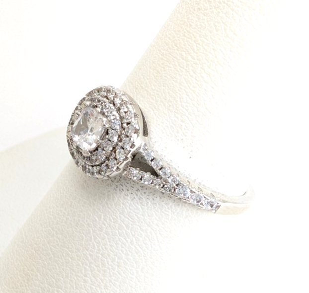 Sterling Silver 925 8.75 Ring Cushion dbl Halo R913- WMF1038 - Image 4