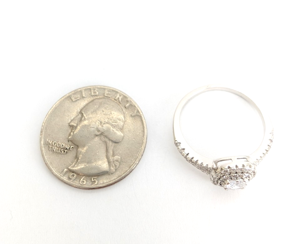Sterling Silver 925 8.75 Ring Cushion dbl Halo R913- WMF1038 - Image 9