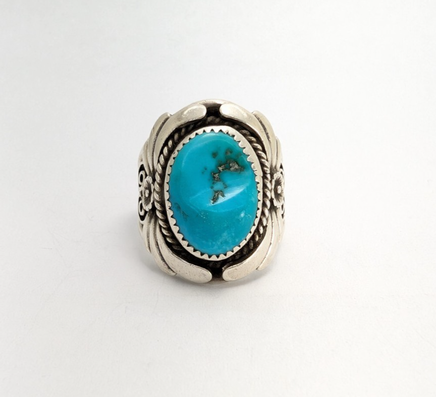 Native American Sterling Silver 925 Turquoise Ring signed S*C 10468 - Image 2