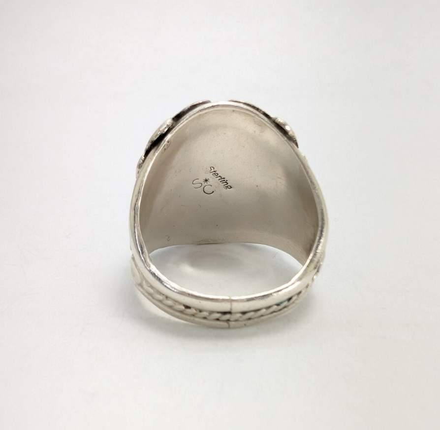 Native American Sterling Silver 925 Turquoise Ring signed S*C 10468 - Image 7