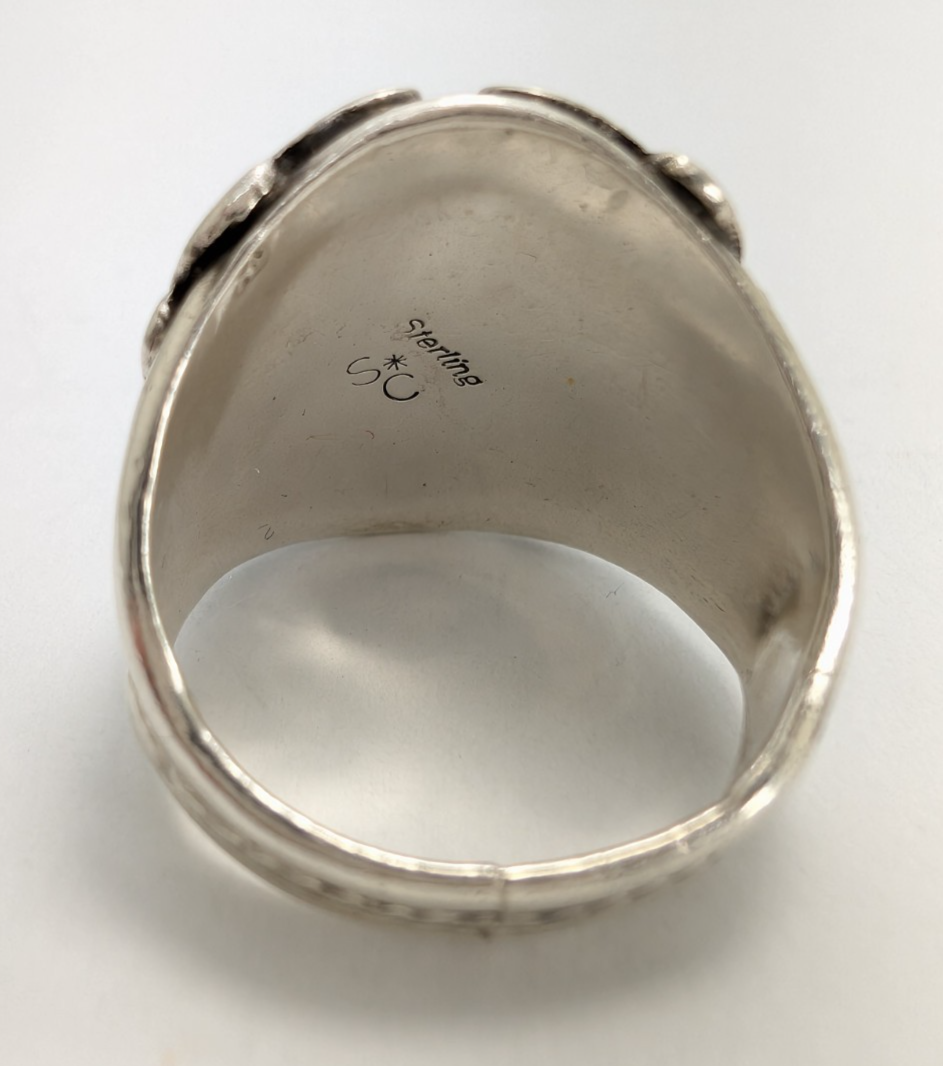 Native American Sterling Silver 925 Turquoise Ring signed S*C 10468 - Image 8