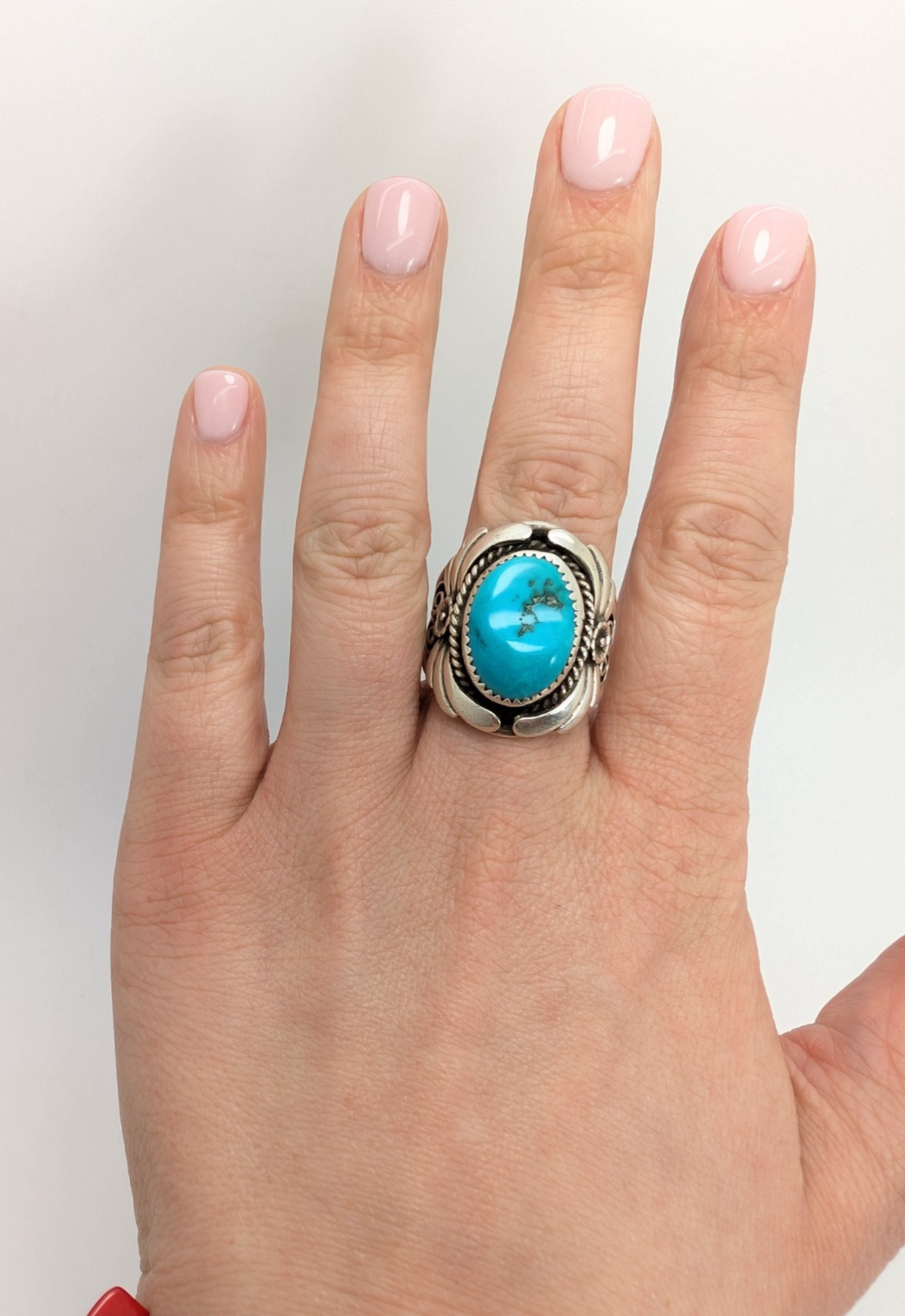 Native American Sterling Silver 925 Turquoise Ring signed S*C 10468 - Image 10