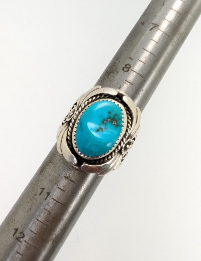 Native American Sterling Silver 925 Turquoise Ring signed S*C 10468 - Image 11