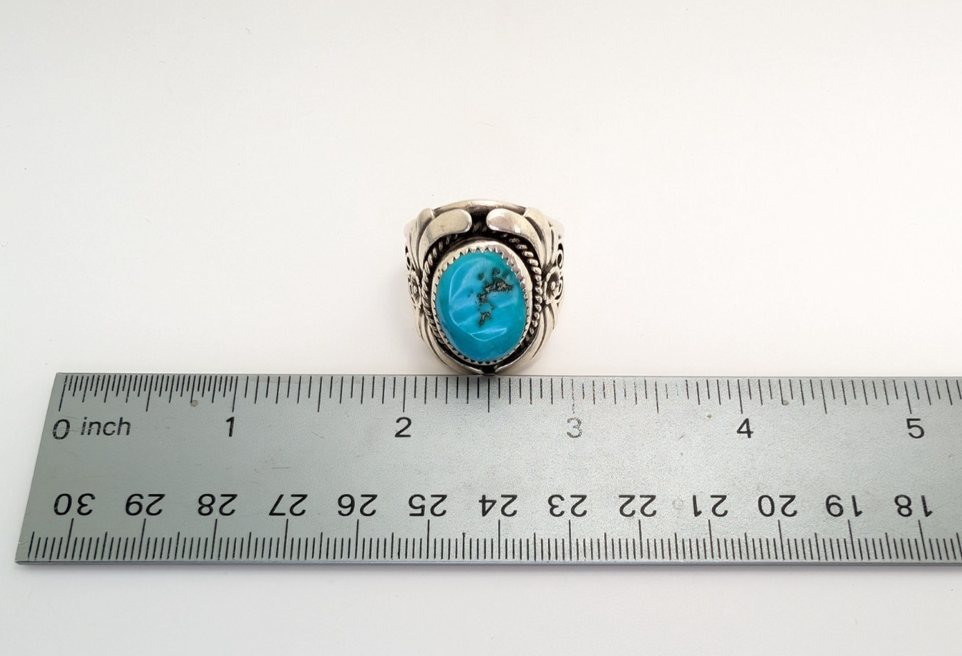 Native American Sterling Silver 925 Turquoise Ring signed S*C 10468 - Image 13
