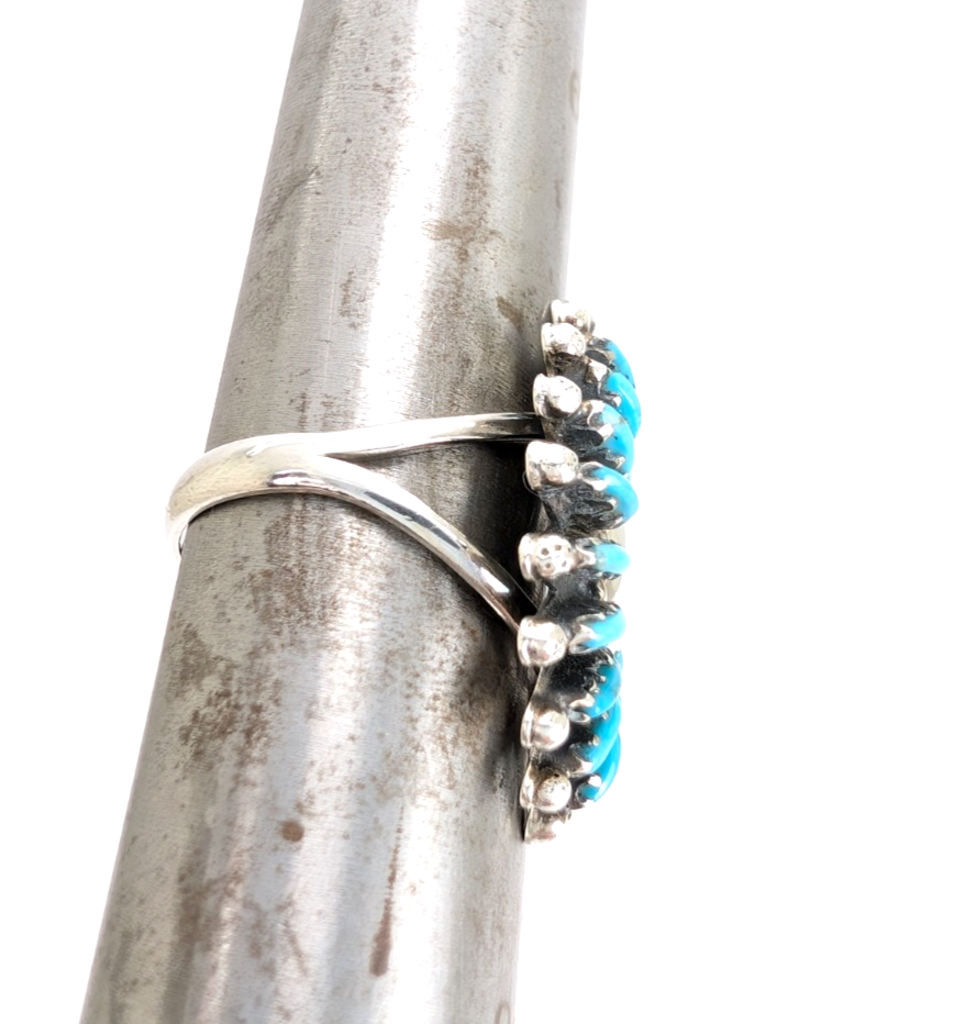 Sterling Silver 925 Ring Turquoise Flower Signed MN R948- WMF1073 - Image 12