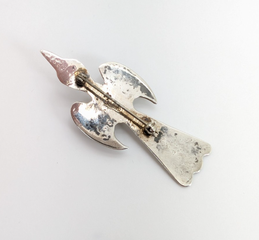 Melissa Yazzie Sterling Silver 925 Green Turquoise Flying Bird Pin R373-Fox1132 - Image 3