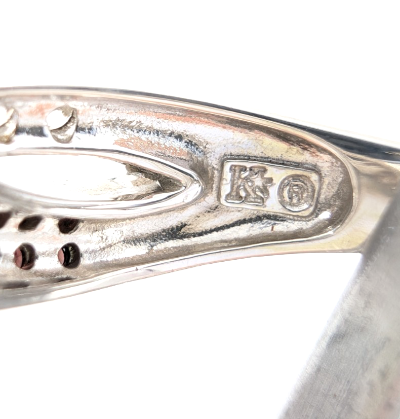 Sterling Silver 925 6.75 Ring Clear/ Brown Glass Swirl R493 - Image 9