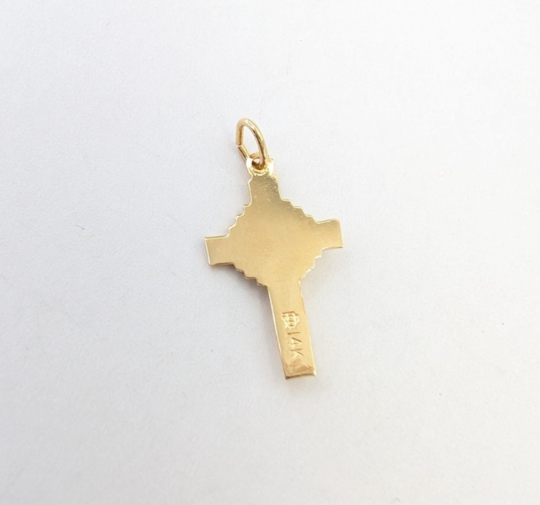 14K Yellow Gold Dainty Crucifix Cross Pendant P471-Fox1251 - Image 4