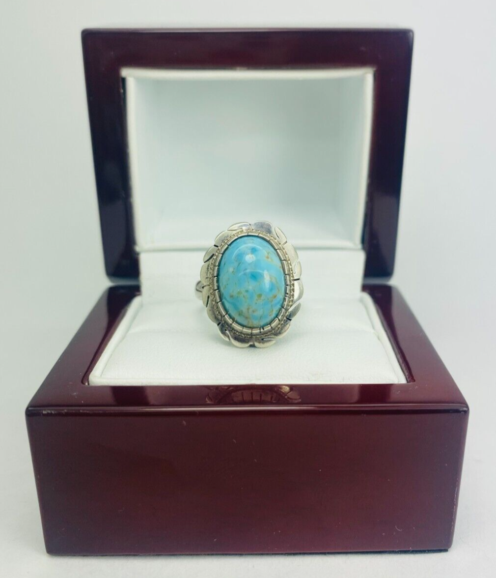 Sterling Silver 925 Framed Larimar Cabochon Gemstone Ring Size 5.5 10336 - Image 7