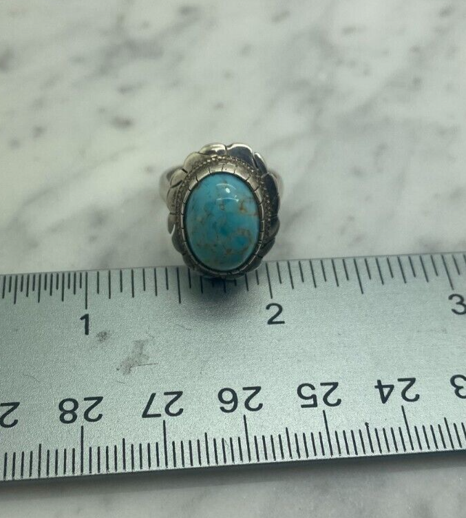 Sterling Silver 925 Framed Larimar Cabochon Gemstone Ring Size 5.5 10336 - Image 11