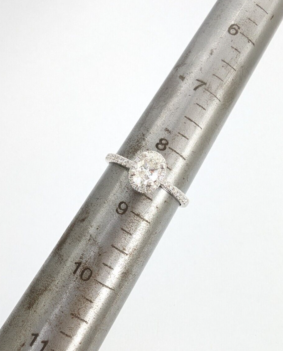 18K White Gold 1 ctw Diamond Oval Halo Engagement Ring N304 - Image 13