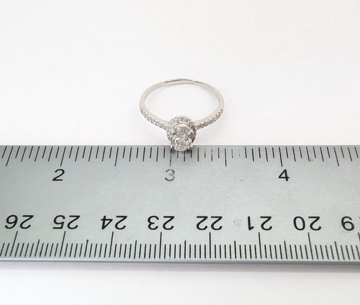 18K White Gold 1 ctw Diamond Oval Halo Engagement Ring N304 - Image 15