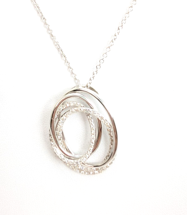14K Gold 18" Necklace Effy 0.43 ctw Crossover Oval P819- OAK246