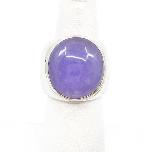 Sterling Silver 925 Lavander Jadeite Jade Ring R1198- CRN225