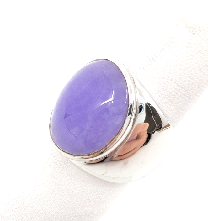 Sterling Silver 925 Lavander Jadeite Jade Ring R1198- CRN225 - Image 4