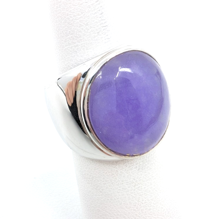 Sterling Silver 925 Lavander Jadeite Jade Ring R1198- CRN225 - Image 5
