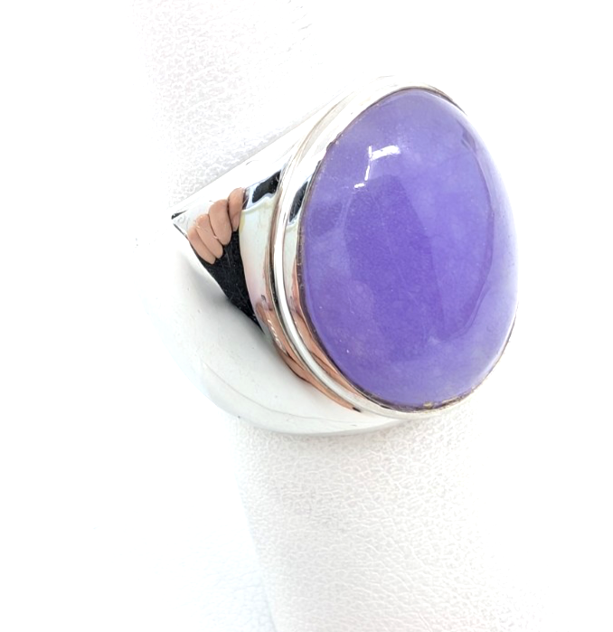 Sterling Silver 925 Lavander Jadeite Jade Ring R1198- CRN225 - Image 6