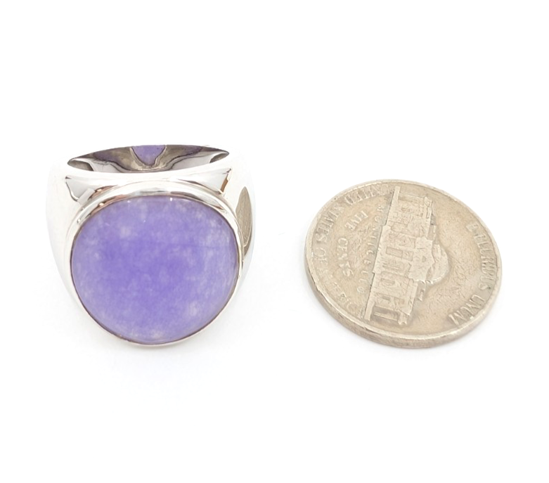 Sterling Silver 925 Lavander Jadeite Jade Ring R1198- CRN225 - Image 10