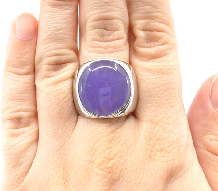 Sterling Silver 925 Lavander Jadeite Jade Ring R1198- CRN225 - Image 12