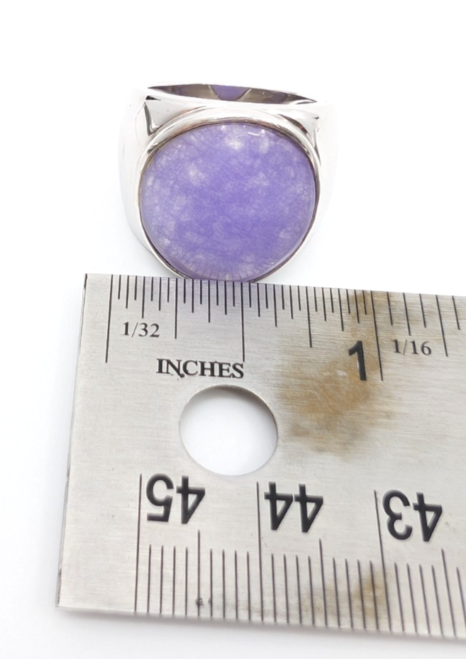 Sterling Silver 925 Lavander Jadeite Jade Ring R1198- CRN225 - Image 16