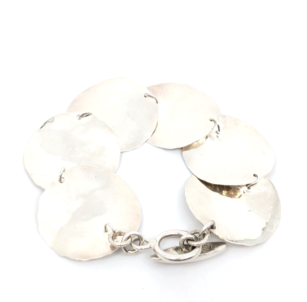 Sterling Silver 925 7" Hammered Bracelet-R1177-CRN205