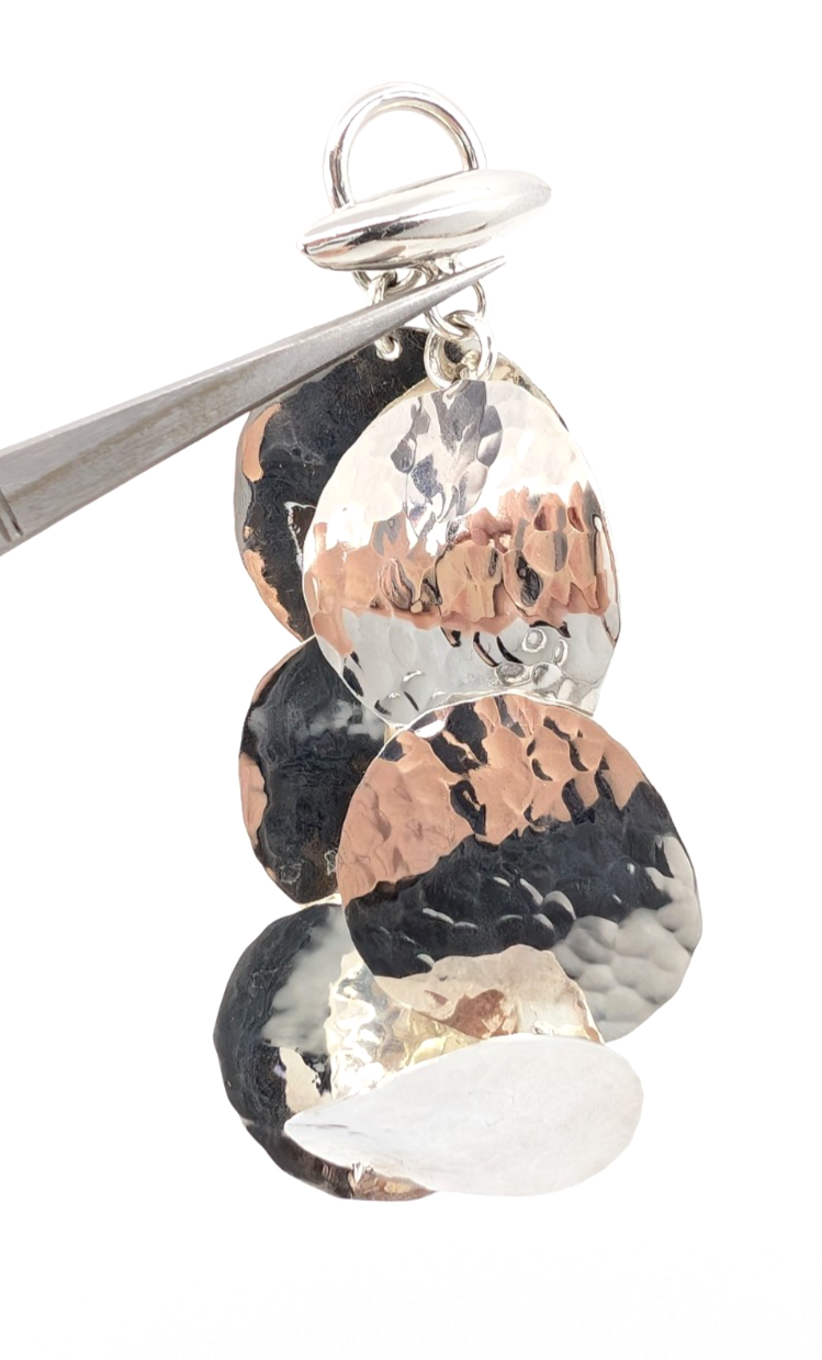 Sterling Silver 925 7" Hammered Bracelet-R1177-CRN205 - Image 7