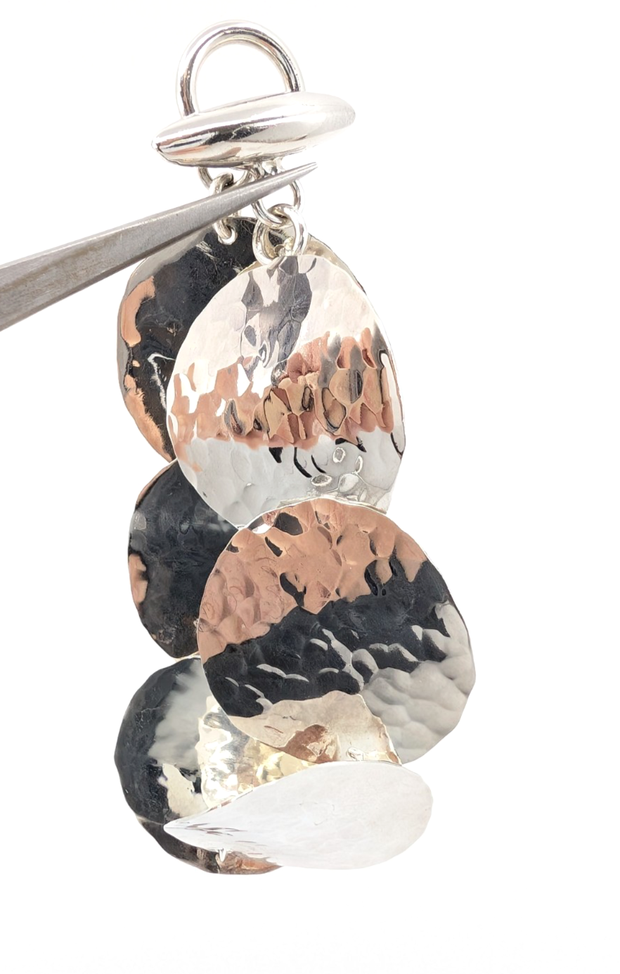 Sterling Silver 925 7" Hammered Bracelet-R1177-CRN205 - Image 8
