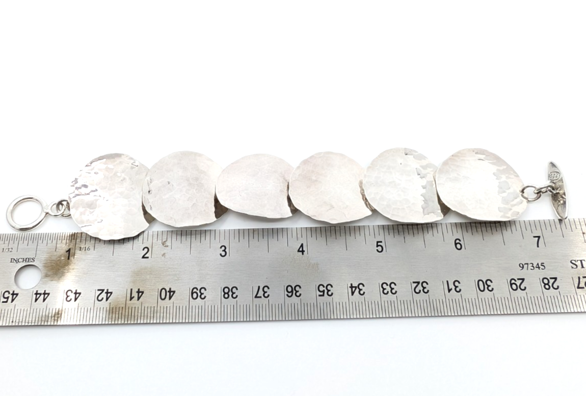 Sterling Silver 925 7" Hammered Bracelet-R1177-CRN205 - Image 11
