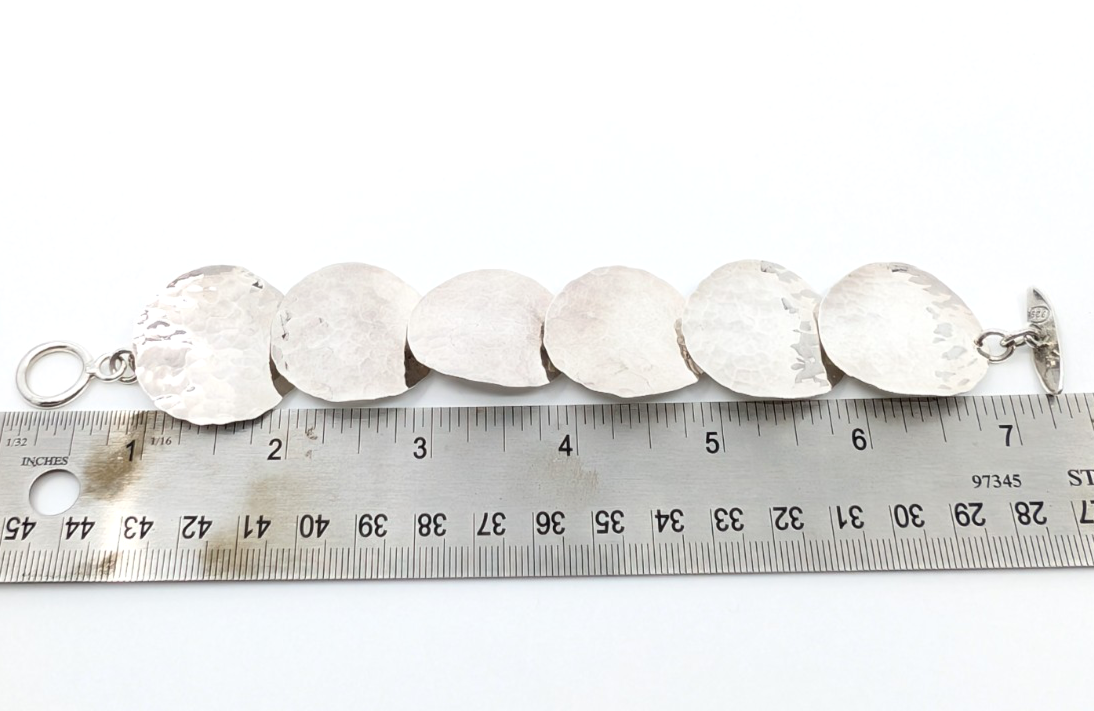 Sterling Silver 925 7" Hammered Bracelet-R1177-CRN205 - Image 12