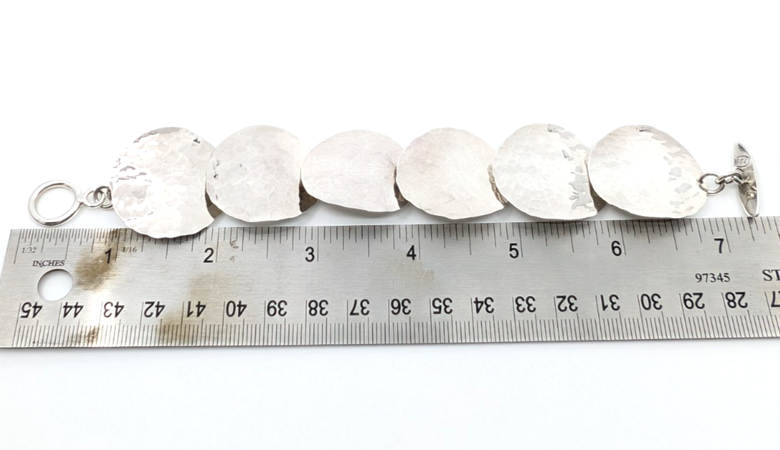Sterling Silver 925 7" Hammered Bracelet-R1177-CRN205 - Image 13