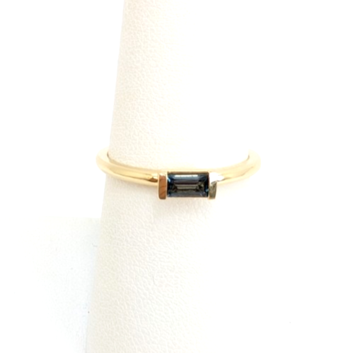 14K Gold 6.75 Ring Sapphire E/W Bezel Solitaire FOX1785