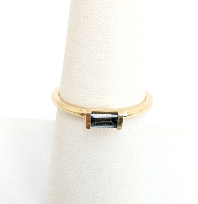 14K Gold 6.75 Ring Sapphire E/W Bezel Solitaire FOX1785 - Image 2