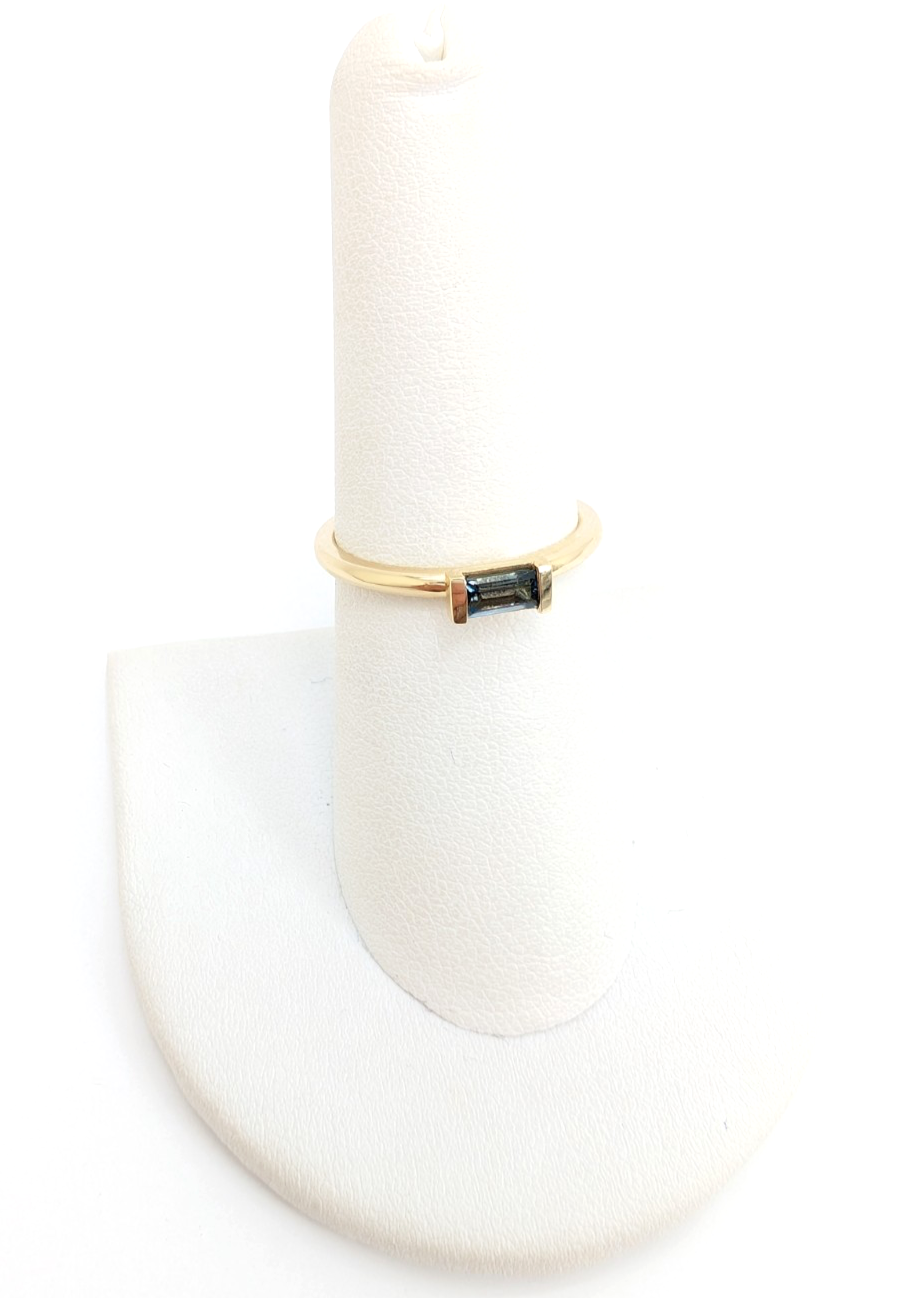 14K Gold 6.75 Ring Sapphire E/W Bezel Solitaire FOX1785 - Image 3