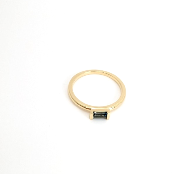 14K Gold 6.75 Ring Sapphire E/W Bezel Solitaire FOX1785 - Image 9