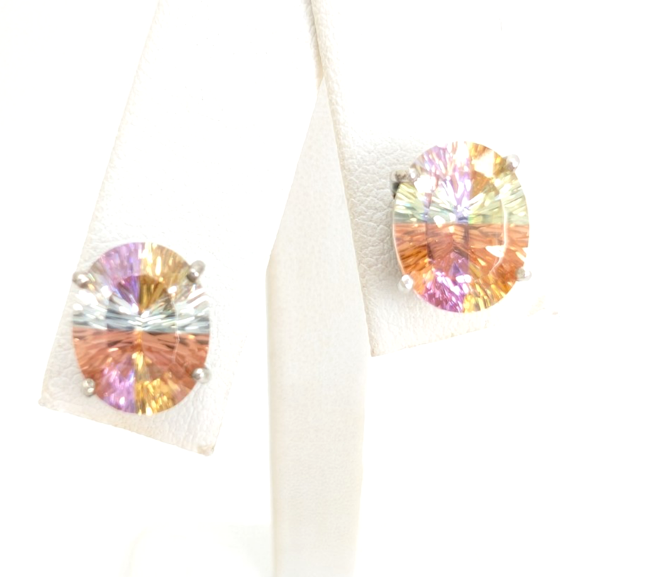 Sterling Silver 925 Earrings Multicolor Stone R899- FOX1862 - Image 9