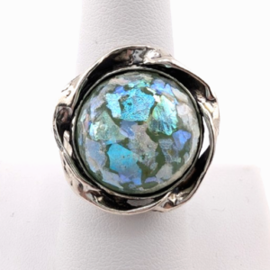 PZ Israel Sterling Silver 925 Roman Glass Ring Oak766