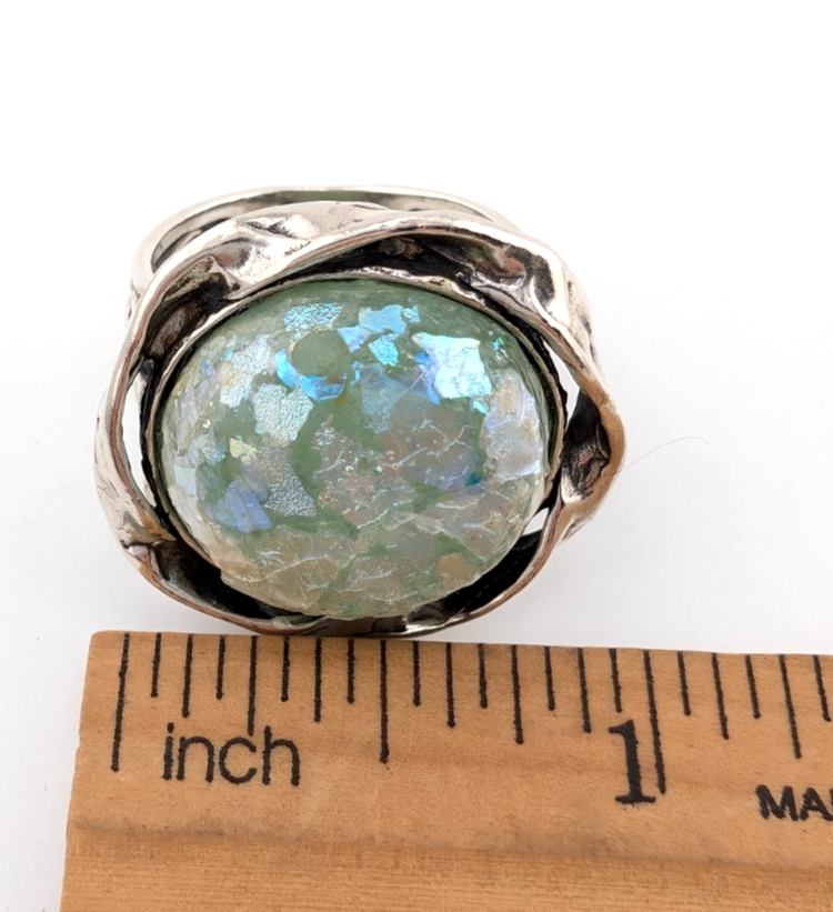 PZ Israel Sterling Silver 925 Roman Glass Ring Oak766 - Image 13