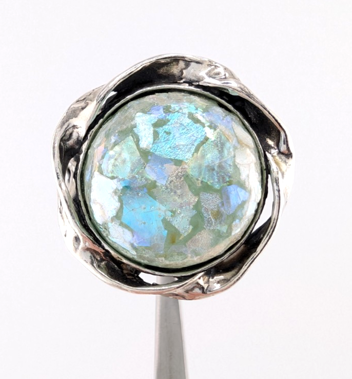 PZ Israel Sterling Silver 925 Roman Glass Ring Oak766 - Image 16