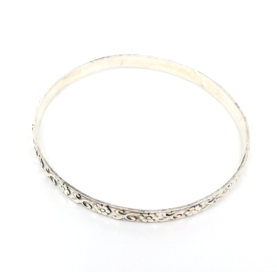 Sterling Silver 925 Bracelet Floral Bangle 13634