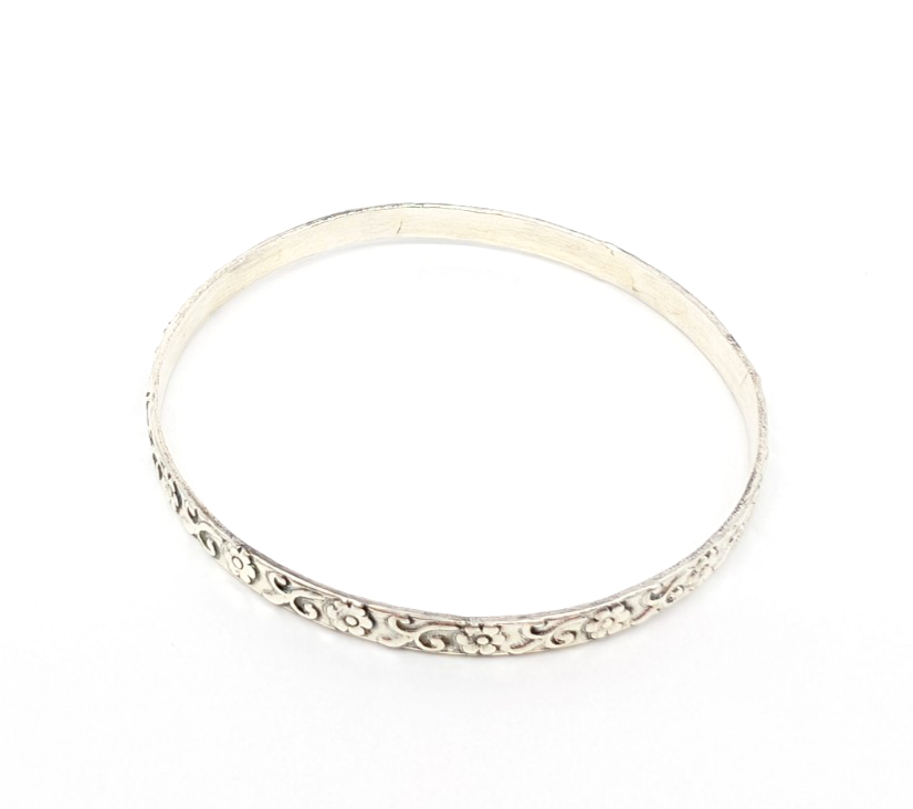 Sterling Silver 925 Bracelet Floral Bangle 13634 - Image 4