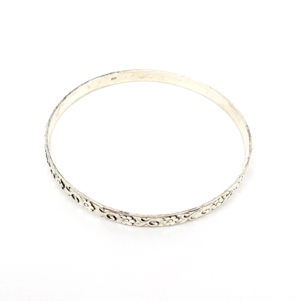 Sterling Silver 925 Bracelet Floral Bangle 13634 - Image 6