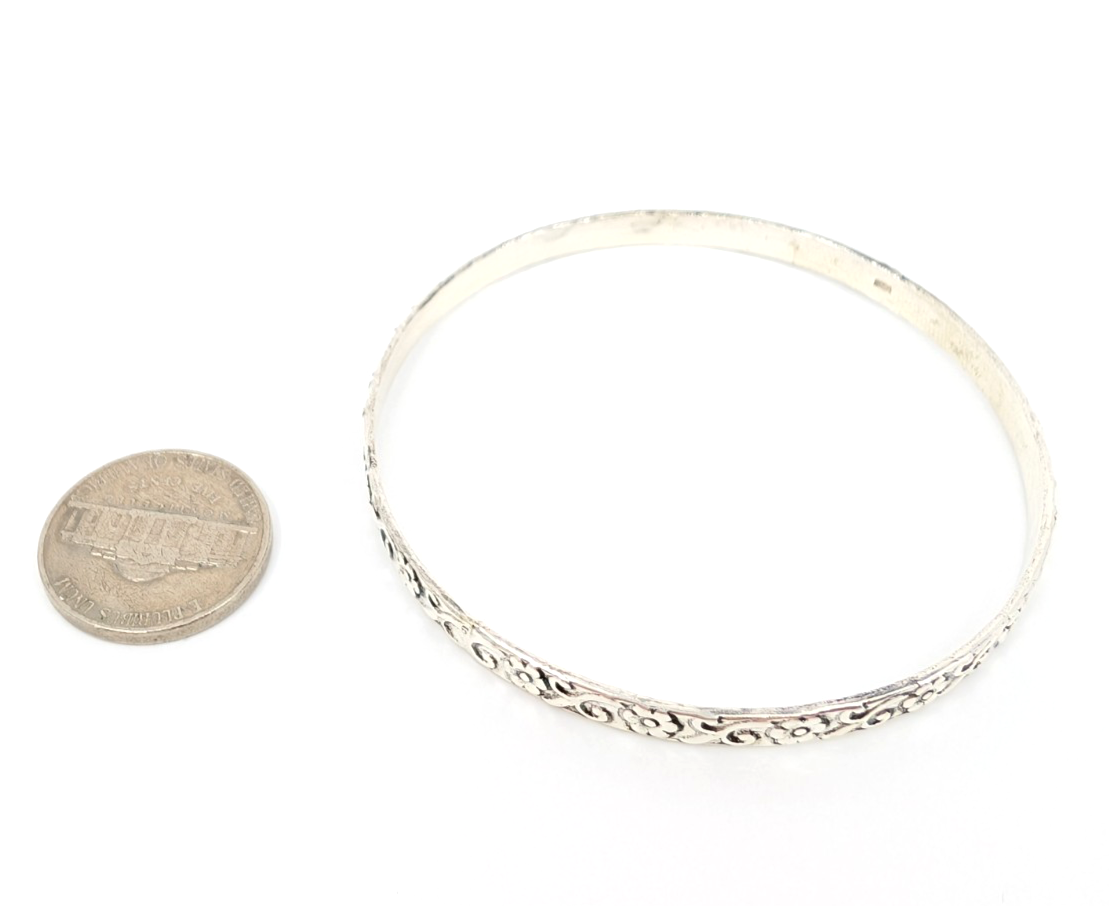 Sterling Silver 925 Bracelet Floral Bangle 13634 - Image 8