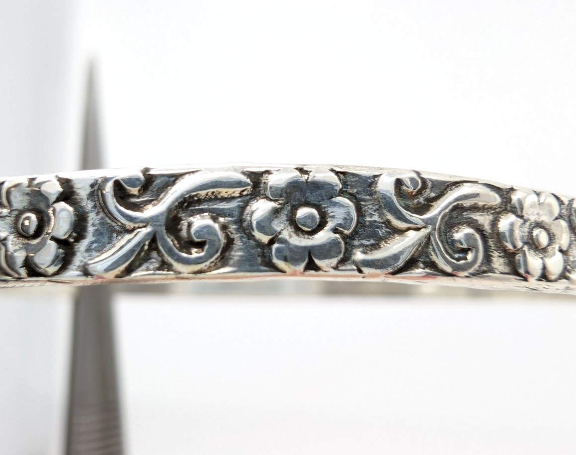 Sterling Silver 925 Bracelet Floral Bangle 13634 - Image 9