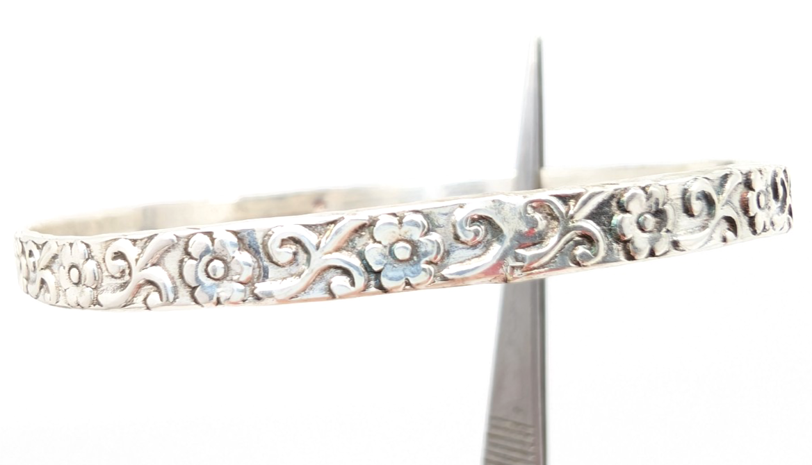 Sterling Silver 925 Bracelet Floral Bangle 13634 - Image 13