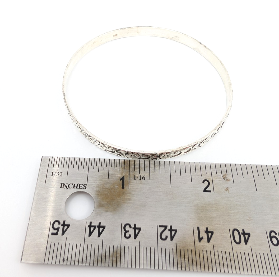 Sterling Silver 925 Bracelet Floral Bangle 13634 - Image 14