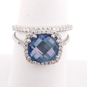Kalan Alexandrite Halo 18K White Gold ring set OAK599