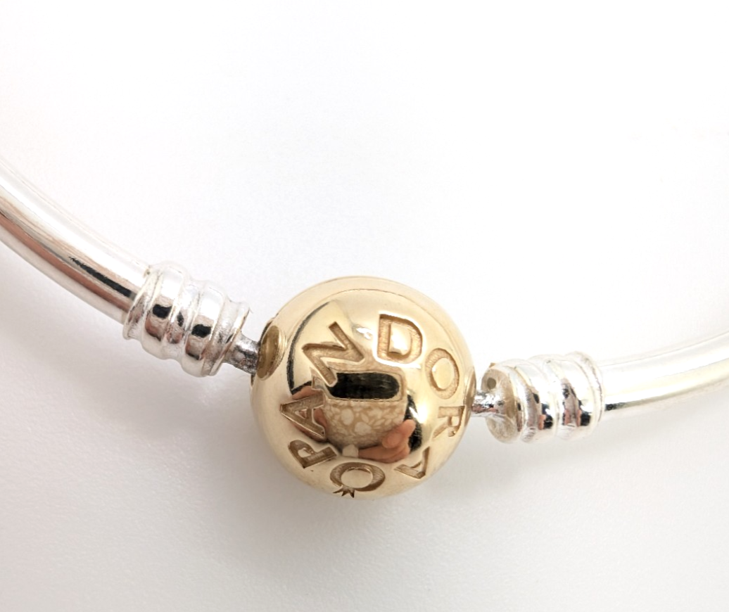 PANDORA ALE 925/14k Authentic Bangle Bracelet R411-FOX1215 - Image 7