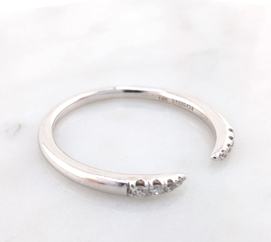 14K White Gold Diamond Open Band Ring OAK606 - Image 14